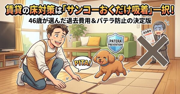 賃貸の床対策は「サンコーおくだけ吸着」一択！46歳が選んだ退去費用＆パテラ防止の決定版
