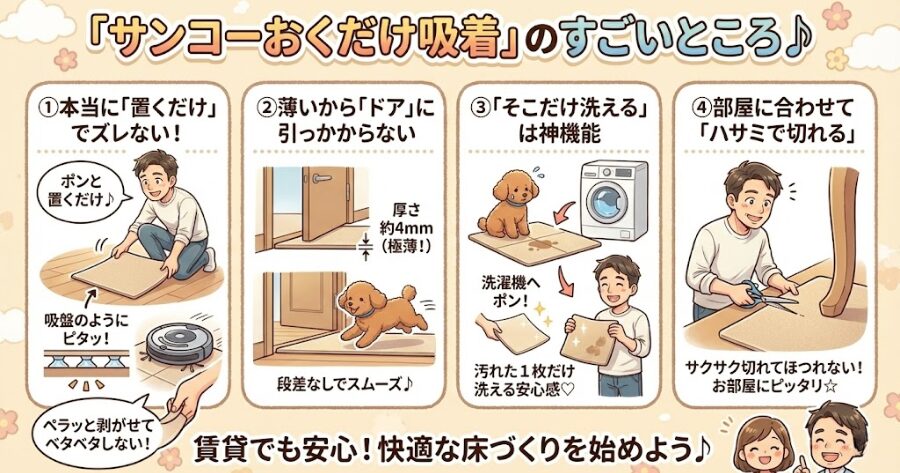 私が「サンコー おくだけ吸着」を選んだ4つの理由
インフォグラフィック