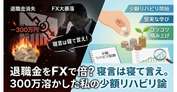 退職金をFXで倍？寝言は寝て言え。300万溶かした私の少額リハビリ論
