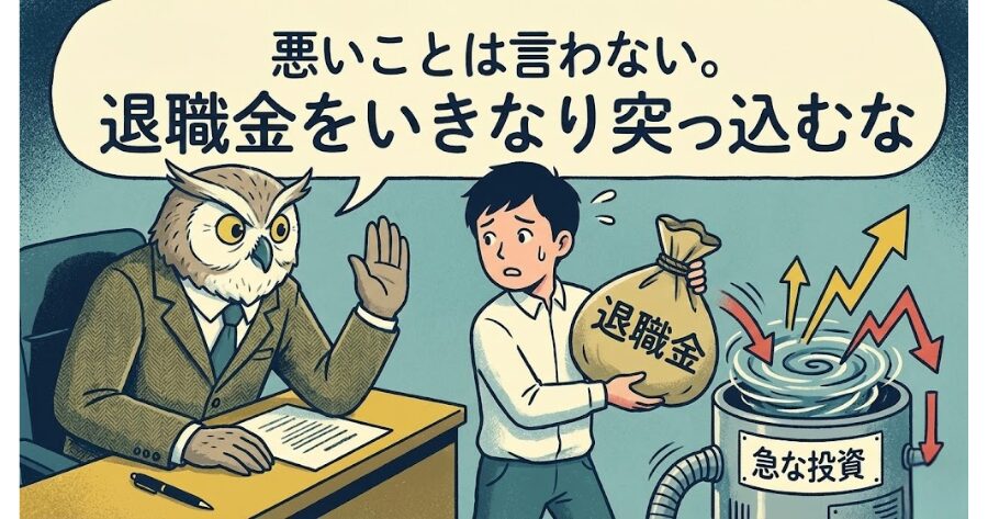 悪いことは言わない。退職金をいきなり突っ込むな
上記見出しのイラスト