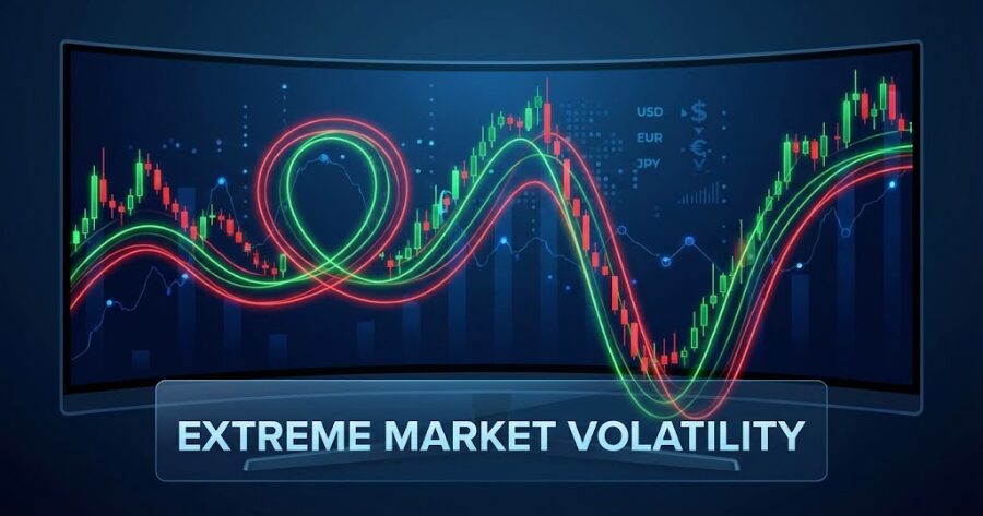 ジェットコースターのように激しく乱高下するFXチャートイメージ画像