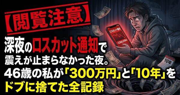 【閲覧注意】深夜のロスカット通知で震えが止まらなかった夜。46歳の私が「300万円」と「10年」をドブに捨てた全記録