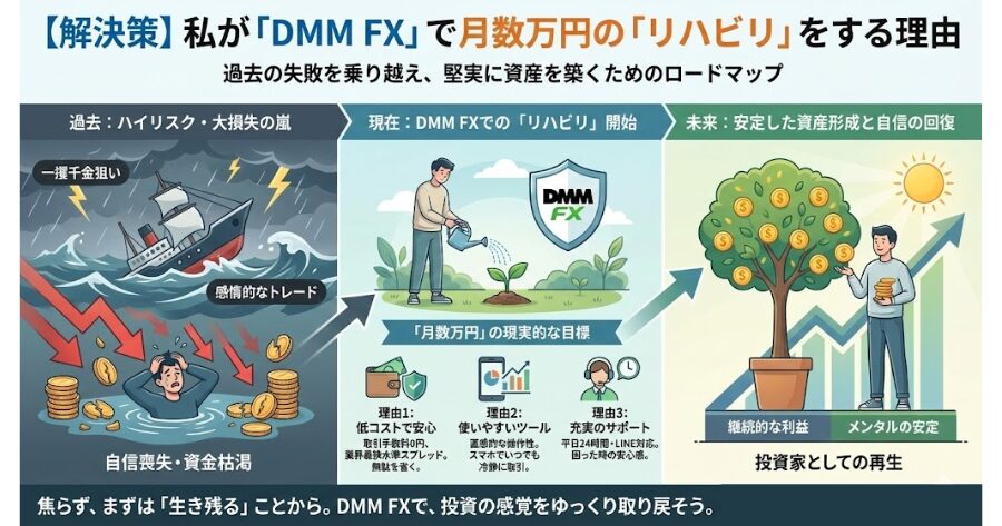 【解決策】私が「DMM FX」で月数万円の「リハビリ」をする理由
インフォグラフィック