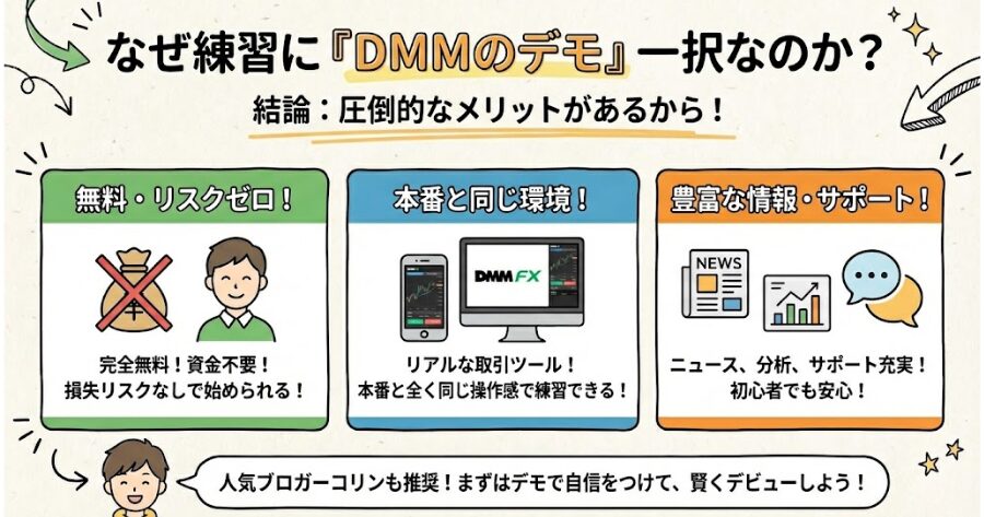 なぜ練習に「DMMのデモ」一択なのか？
インフォグラフィック