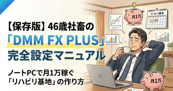 【保存版】46歳社畜の「DMM FX PLUS」完全設定マニュアル。ノートPCで月1万稼ぐ「リハビリ基地」の作り方 アイキャッチ