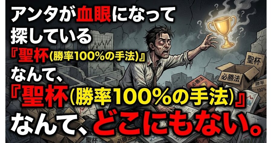 アンタが血眼になって探している「聖杯（勝率100%の手法）」なんて、どこにもない。イラスト画像