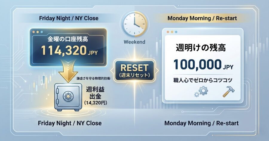 週末「全額」出金(利益分リセット)
