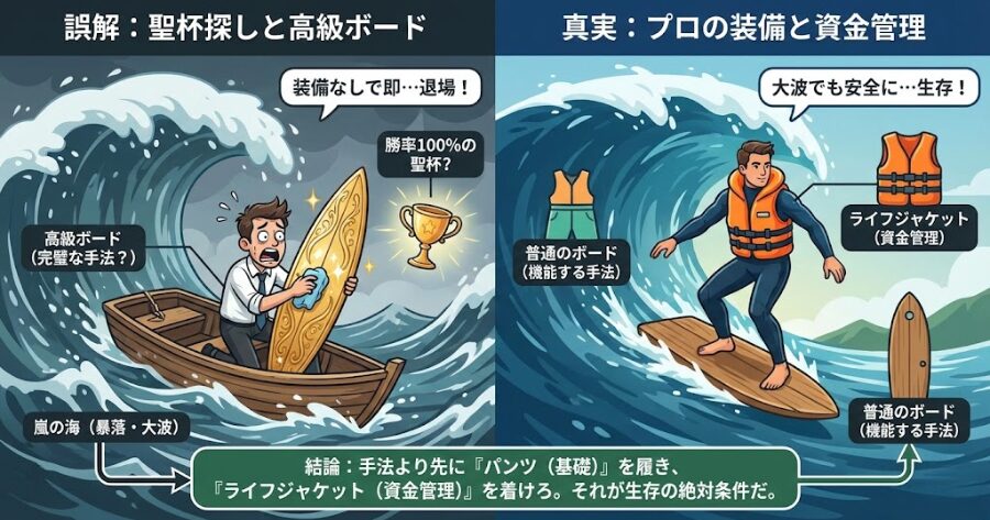 アンタが血眼になって探している「聖杯(勝率100%の手法)」なんて、どこにもない。