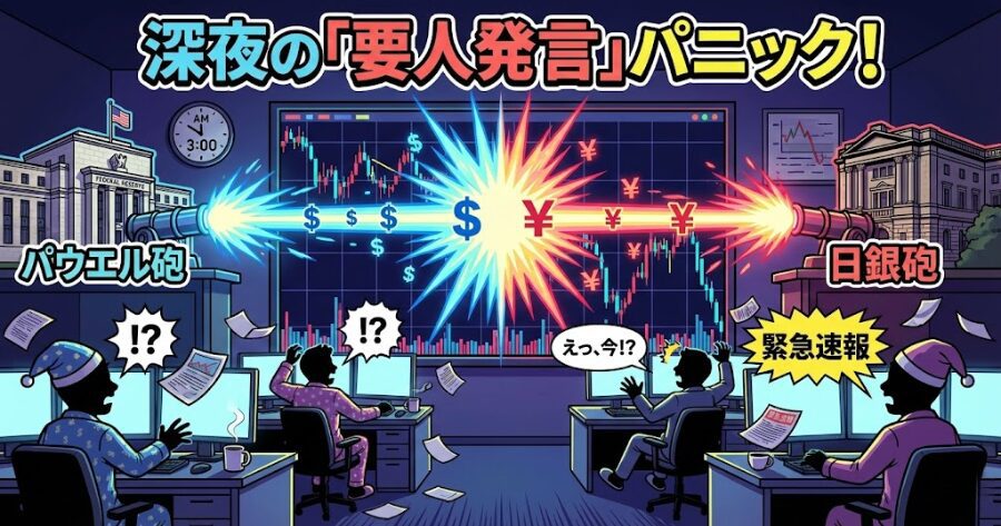 深夜の「要人発言」パニック(パウエル砲・日銀砲)