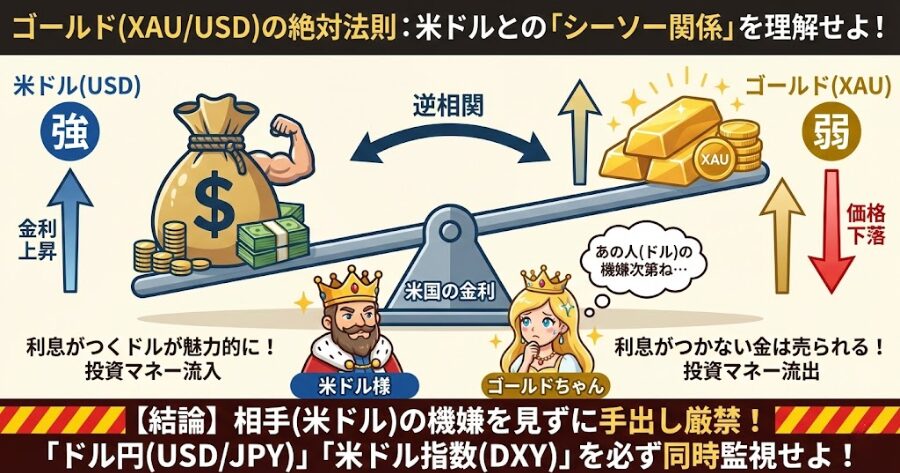機嫌その2:「米ドル」との愛憎関係(逆相関)