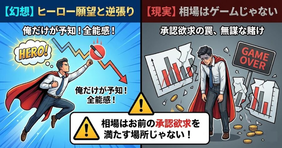 「承認欲求」と「ヒーロー願望」が、お前を無謀な逆張りへと駆り立てる