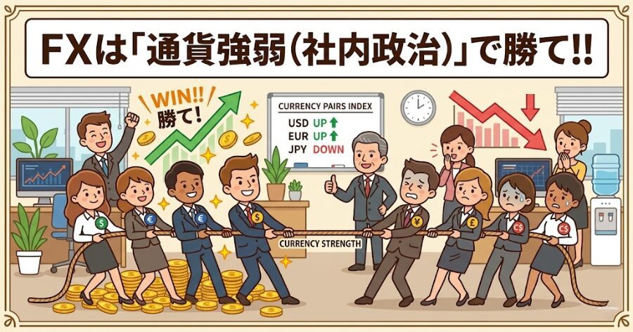 ドル円の逆張りは辞めろ！FXは「通貨強弱（社内政治）」で勝て