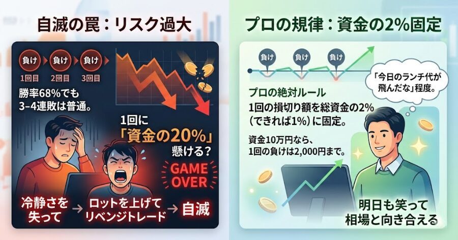1回のトレード損失を「総資金の2%」に限定する理由