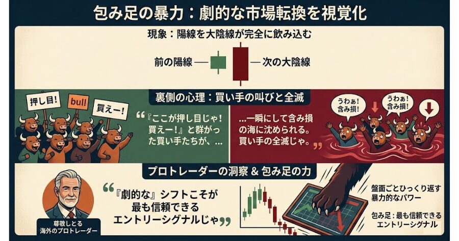 陰線の包み足(買い手の絶望)